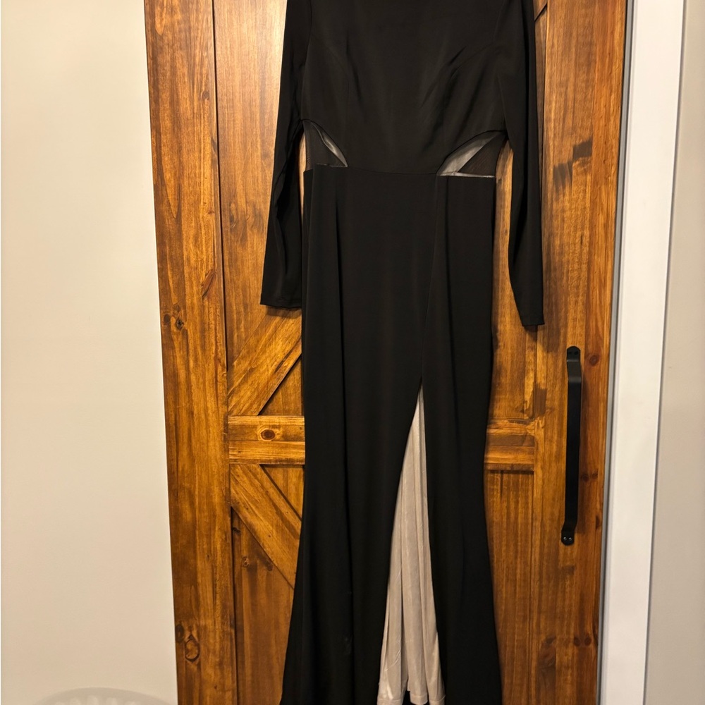 Le Chateau Black Maxi Dress with Beige Soft Silky Lining in Like New Condition